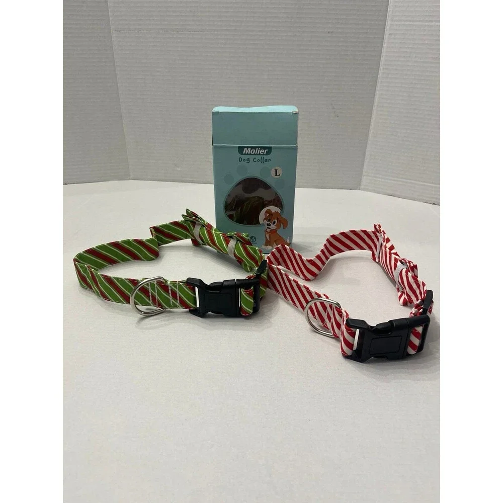 Malier 2 Pack Holiday Stripe Bow Tie Collars Size L New In Box